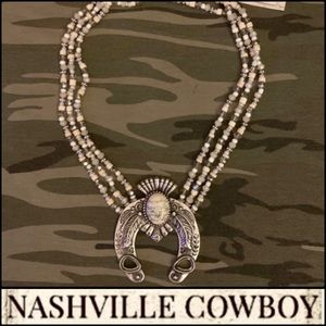 Squash Blossom Natural Stone Western Boho Necklace